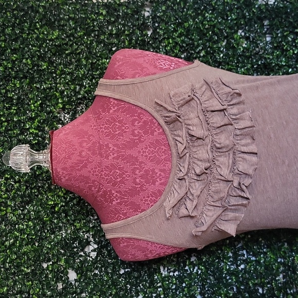 Active Basic Ruffled Tank Top - Brown - Picture 2 of 5
